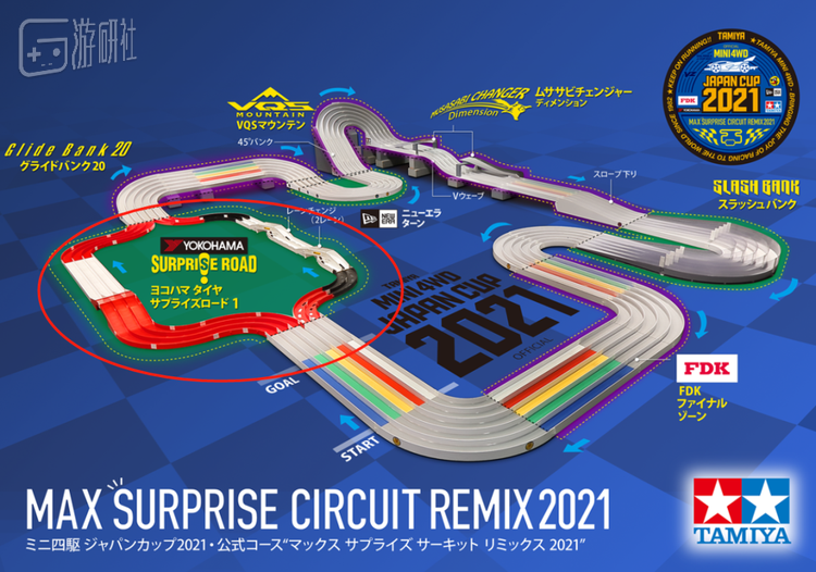 2021年JCup的比赛赛道，红圈标示的为“惊喜赛道”