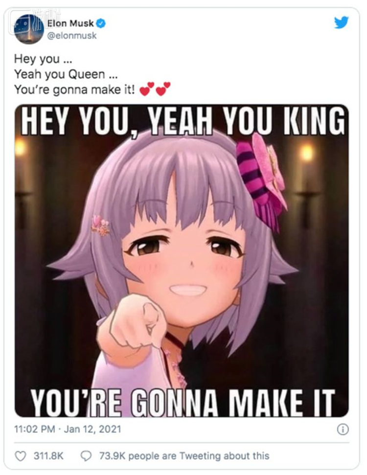 马斯克曾在推特上唐突地发出《偶像大师》系列中角色的照片，因此被认作是“二次元”