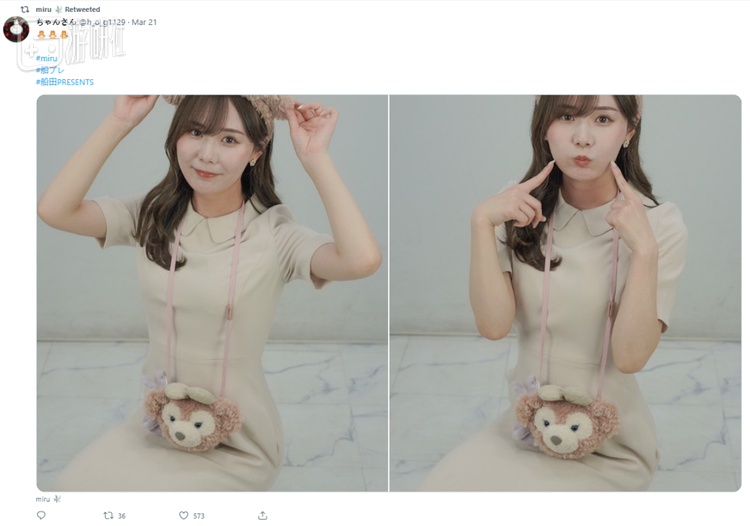 她时常转发一些粉丝见面会的返图，大多走的是可爱风