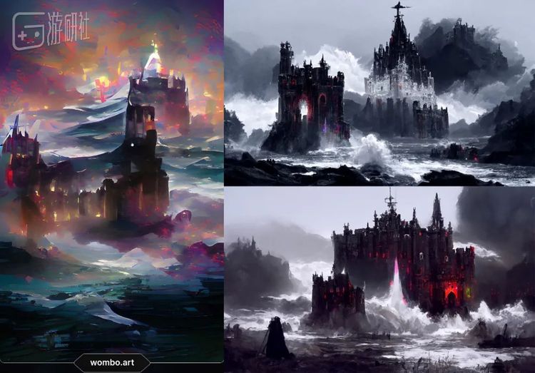 右侧两幅DD画作是同一描述下生成的不同结果