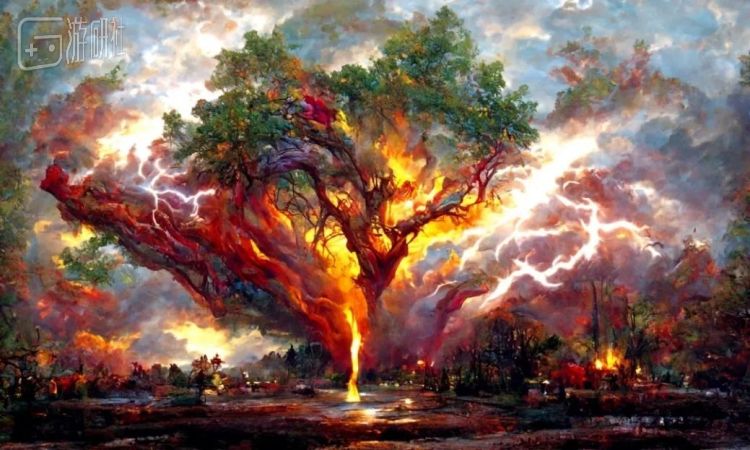 “一棵由雷云和火焰组成的树”