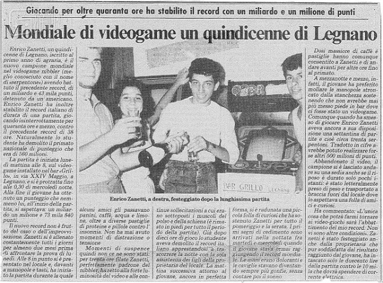 扎内蒂当时破世界纪录时本地报纸有报道，但这些信息传不到美国去