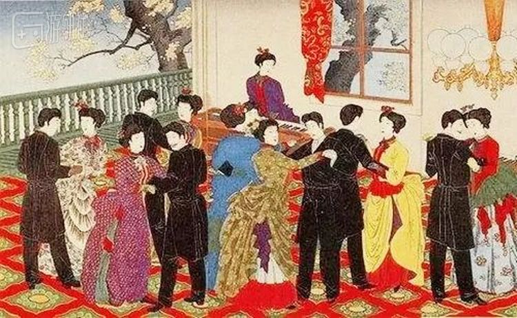 大正时代的鹿鸣馆内的舞会