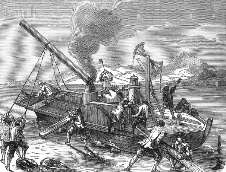 摧毁丹尼斯·帕潘的蒸汽船，1707年