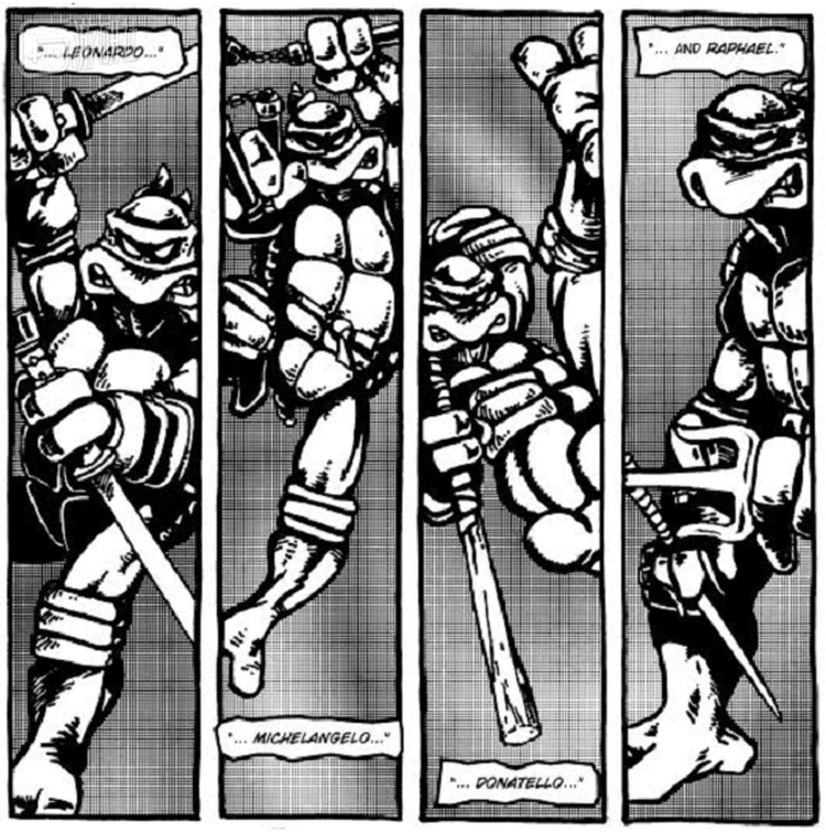 “忍者神龟”们的早期漫画形象