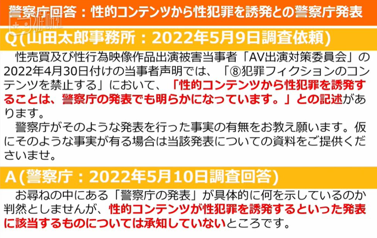 日本曾盛传“官方明确了成人内容会诱发性犯罪”的谣言，后由警方亲自辟谣