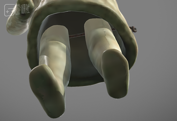 希腊博物馆网站Plaggona上的3D模型，展示了裙摆下围的腿部如何连接