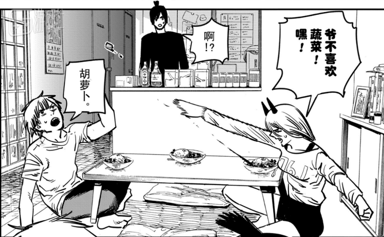 同居三人组：电次、早川秋（中）、帕瓦（右）