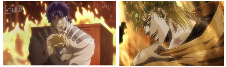 大乔怀抱迪奥头颅死去、迪奥复活后露出大乔身上的星星