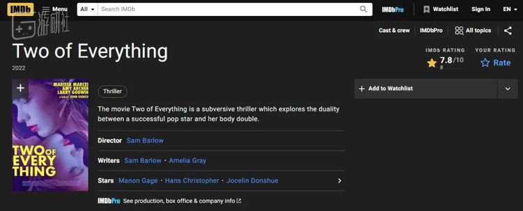 游戏为此还在IMDb上创建了这几部电影的页面
