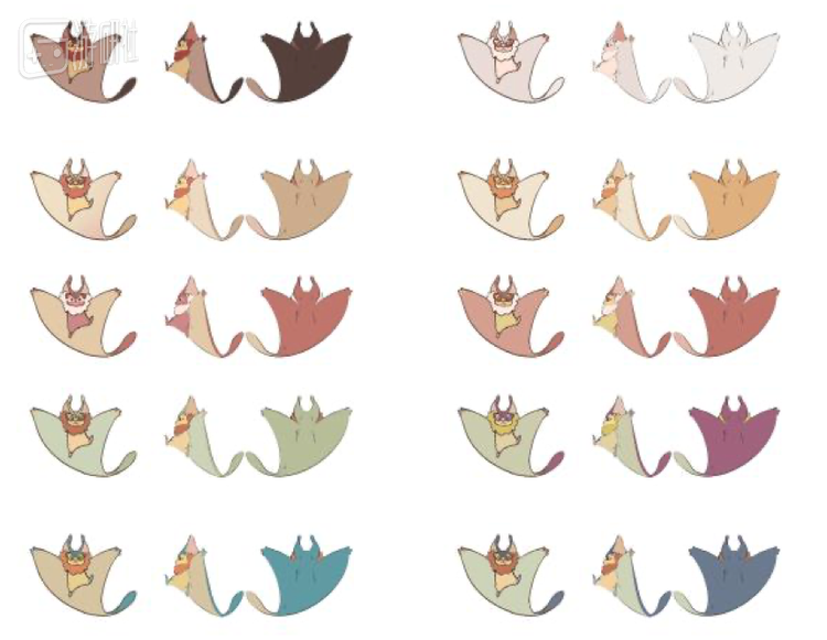 联创《风·水》主角的灵兽 色彩方案 