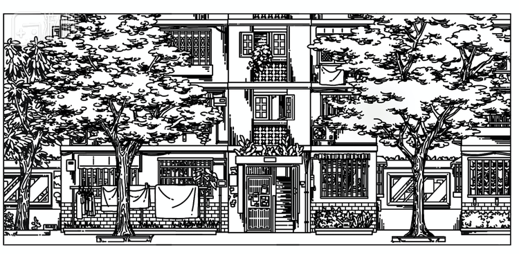 6栋301房楼面全景图，也是我们结尾部分所使用画面的原始画幅版本