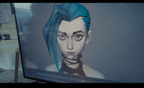 依靠特殊绑定， 幼齿和老成两种相对立的模样，可以在 金克丝脸上快速转换