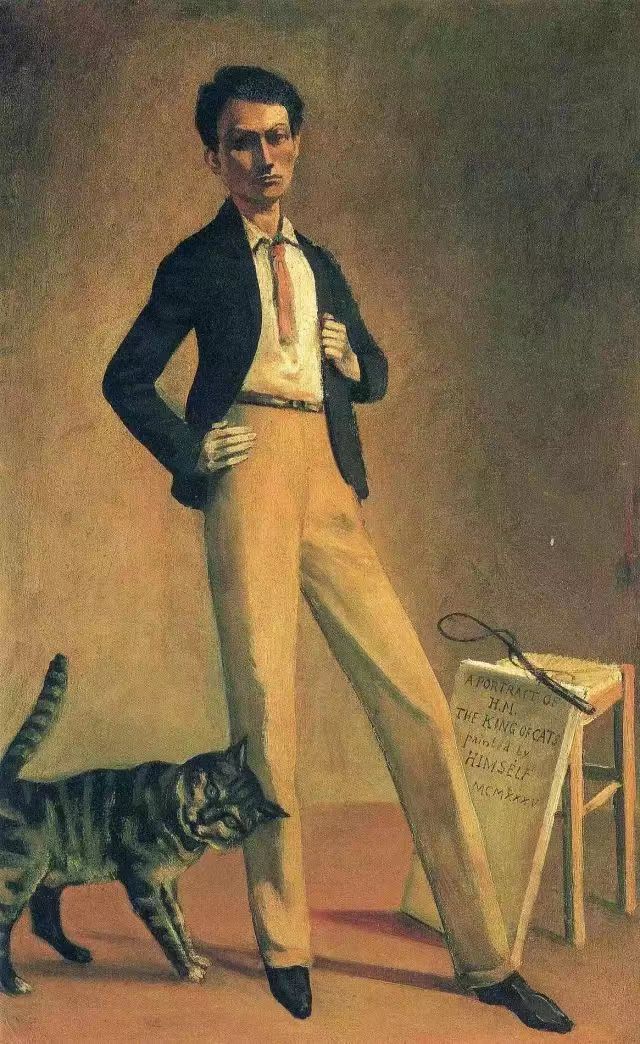 巴尔蒂斯自画像《猫王》，猫咪蹭腿