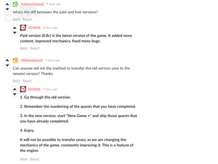 基本上玩家的需求会得到作者第一时间的回复